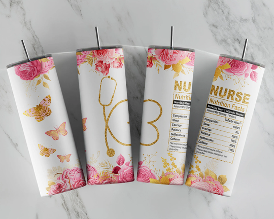 Nurse Tumbler, Gift, Floral Gift For Nurse, Appreciation Cup, Life Tumbler