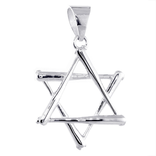 31mm Extra Large Jewish Star Of David Baseball Bats Charm in Sterling Silver