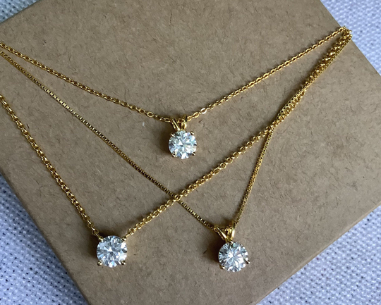 1.0 Carat Solitaire Moissanite Pendant Necklace Classic Vvs1 Chain Vvs1 Round Brilliant Pendants 925, 10K, 14K