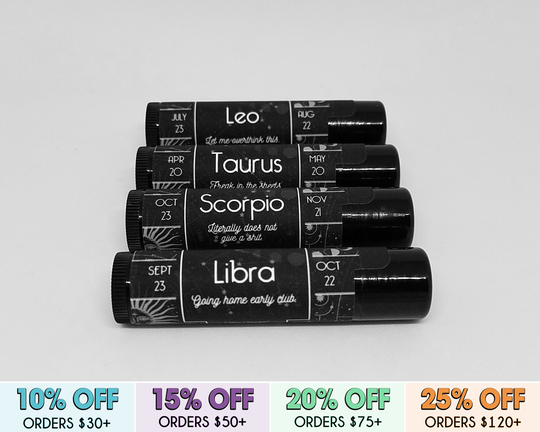 Zodiac Sign Lip Balm | Astrology Balms Choose Your Flavor Gifts For Him, Her, Anniversary, Horoscope, Chapstick