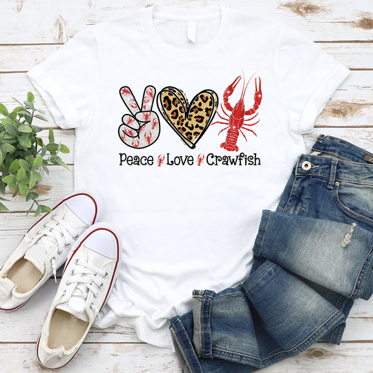 Peace Love Crawfish Shirt, Day Gift, Season, Crawfish, Gift For Lovers, Boil Tee