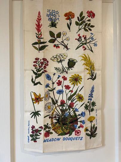 Vintage Robert Darr Wert Meadow Bouquets Tea Towel