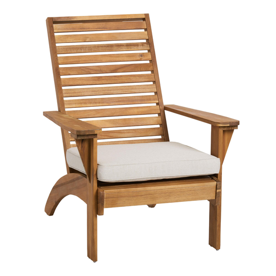 Natural Acacia Wood Kapari Outdoor Patio Chair with Cushion by World Market