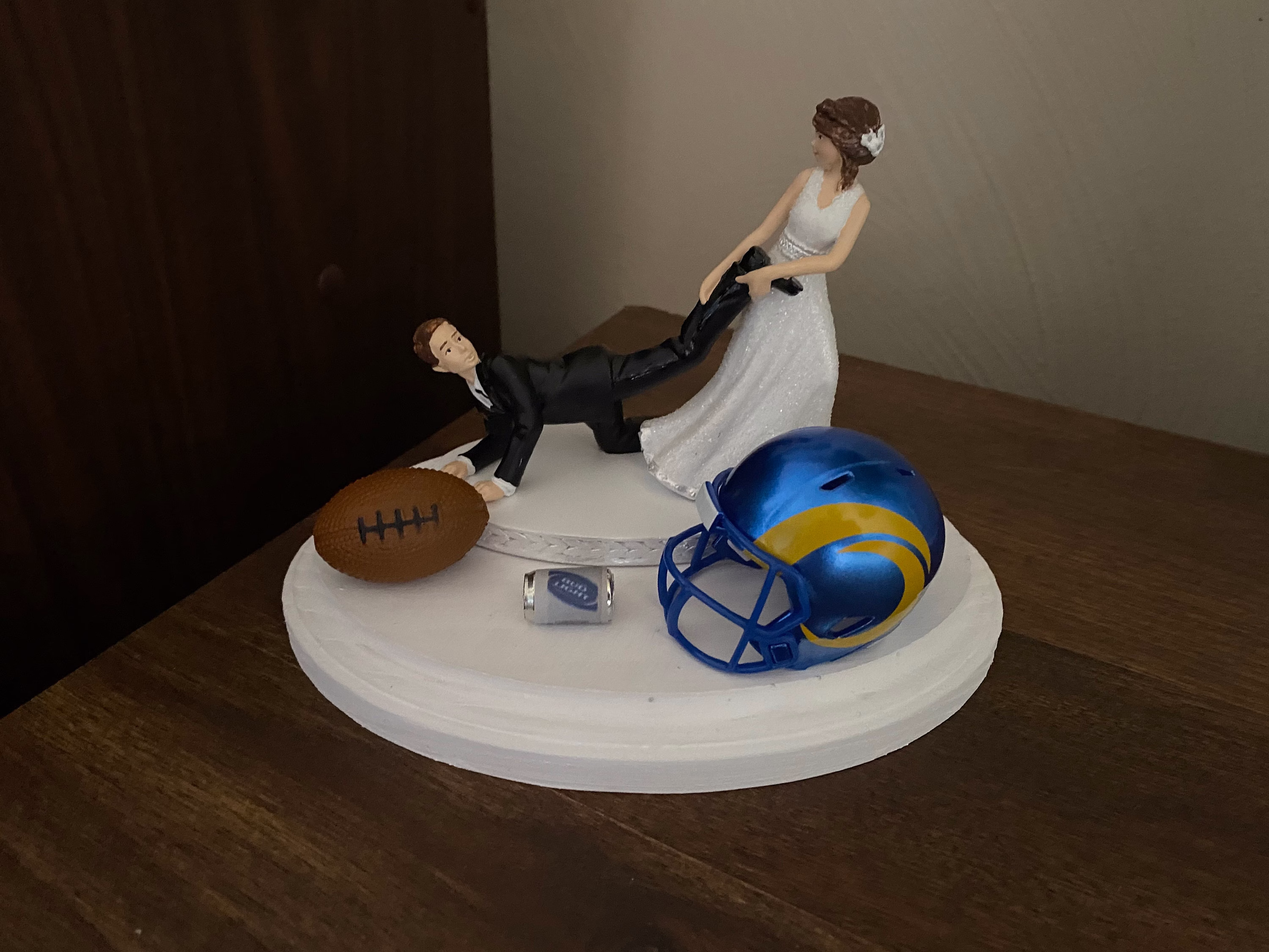 Los Angeles Rams Cake Topper Bridal Funny Humorous Wedding Day Reception Football Team Hair Color Changed For Free