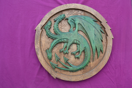 Valentine Gift For Him, Boyfriend Dragon Personalized Home Decor Custom Family Crest Coat Of Arms Fantasy Woodcarving Mancave