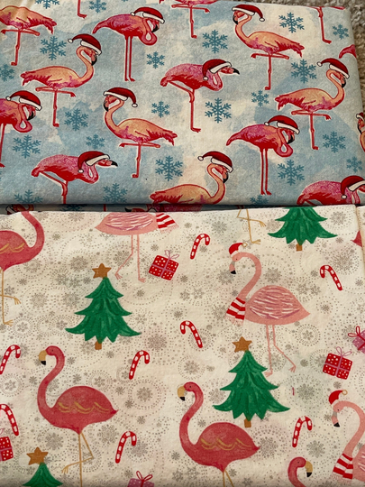 Men's Women's Christmas Holiday Flamingos Reversible Surgical Scrub Cap Hat Machine Washable Double Sided
