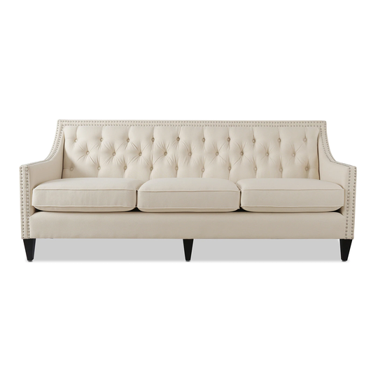 Jennifer Taylor Home Marianne Midcentury Sky Neutral Beige Yarn Dyed Polyester/Blend Sofa in Off-White | 63680-3-970