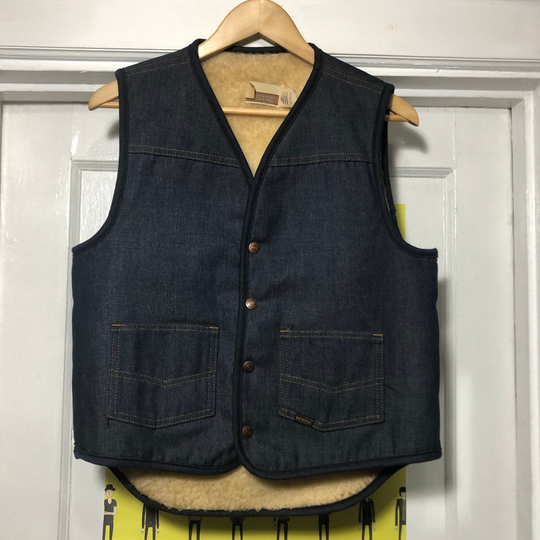 Vintage Sherpa Denim Vest By Western Wear Sears