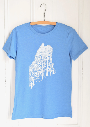 Womens Maine T Shirt - Organic State Of Tee Tri-Blend Print Women's T-Shirts Crewneck Soft