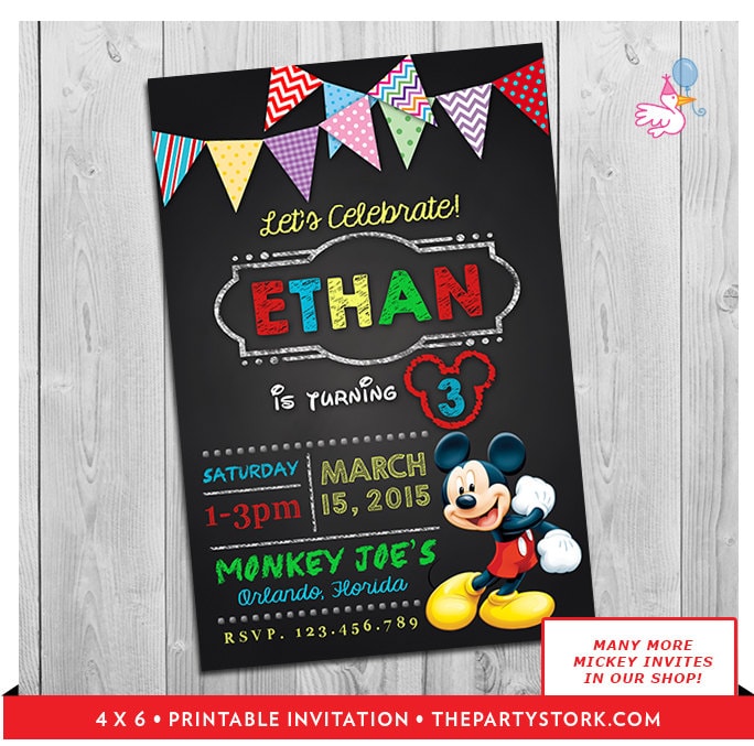 Mickey Mouse Clubhouse Invitations Printable Personalized Boy Or Girl Birthday Party Invites For 1st, 2nd 3rd Birthday, Digital File
