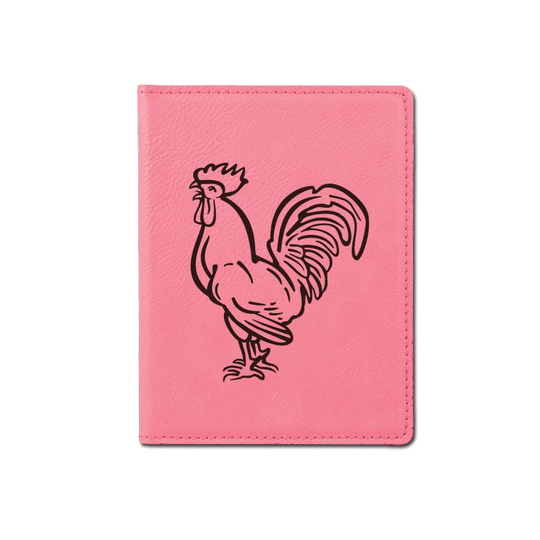 Engraved Leatherette Passport Cover With Your Choice Of Farm Animal Design | Rooster