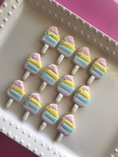 Popsicle Sugar Cookies, Pastel Popsicles, 12 Mini Popsicle's