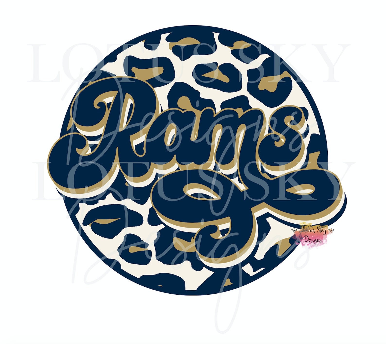 Rams Retro Leopard Print | Ready To Press Sublimation Heat Design Transfer