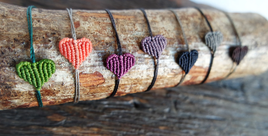 Bohemian Macrame Heart Bracelet For Her, Boho Adjustable Sufer Bracelet, Woven Love Her, Gift Girlfriend, Valentine's Day