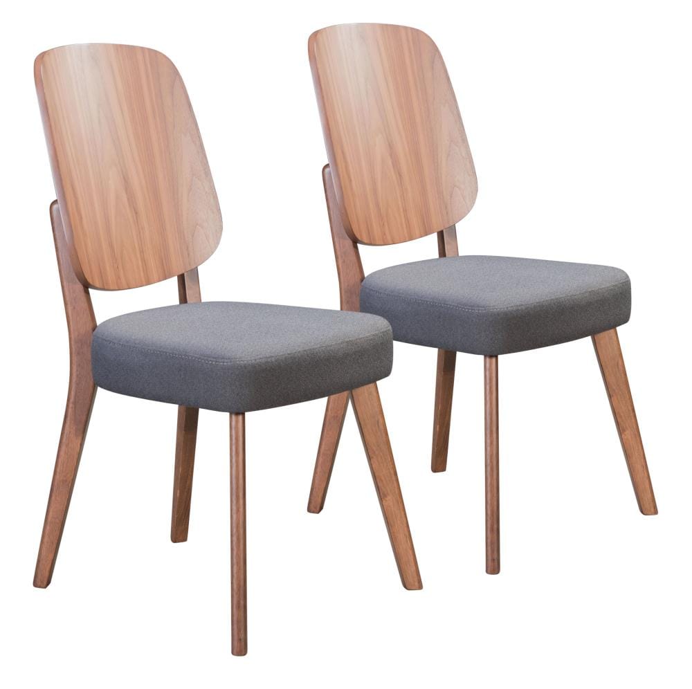 Zuo Modern Set of 2 Alberta Contemporary/Modern Polyester/Polyester Blend Upholstered Dining Side Chair (Wood Frame) in Gray | 100981