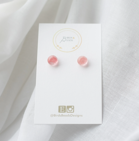 Metal Free Earrings, Plastic Post Hypoallergenic Earrings For Sensitive Ears, Pink Stud Gift Her