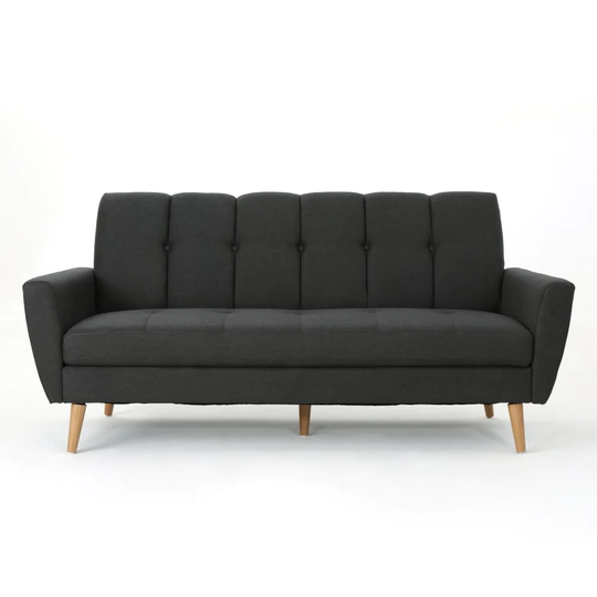 Best Selling Home Decor Trenton Midcentury Black Polyester/Blend Sofa | 303689
