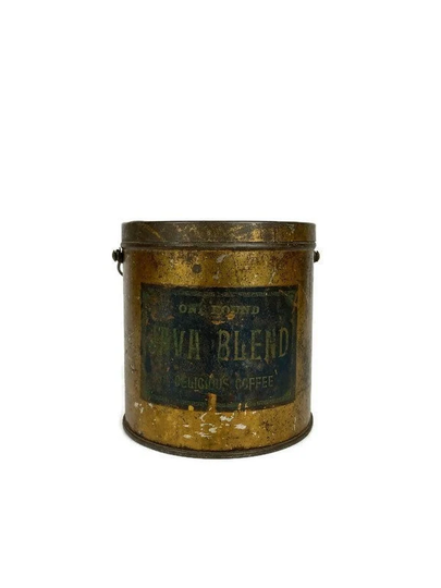 Antique 1890S Java Blend Coffee Small Bucket Tin One Pound
