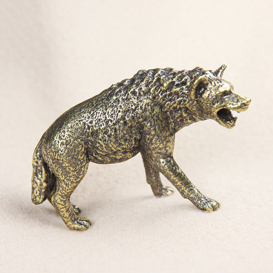 Solid Brass Tea Pet Hyena Statue/Home Office Desktop Craft Decoration