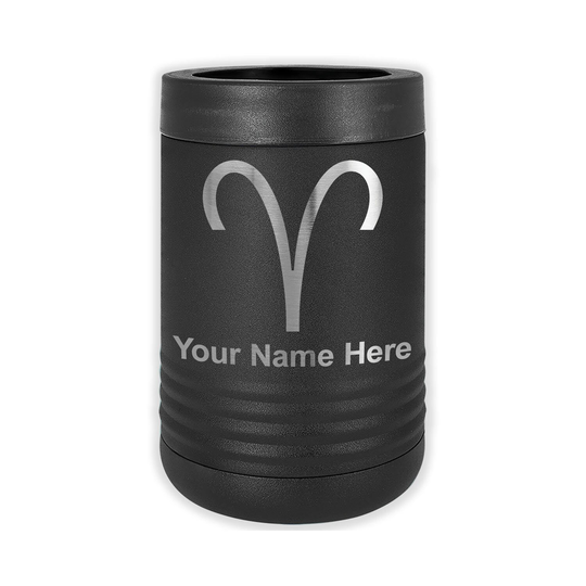 Lasergram Double Wall Insulated Beverage Can Holder, Zodiac Sign Aries, Personalized Engraving Included