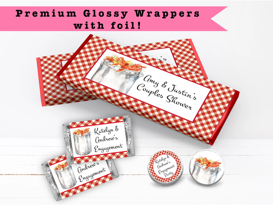 Crawfish Boil | Summer Cajun Seafood - Printed Candy Bar Wrappers Labels Chocolate Kiss Stickers