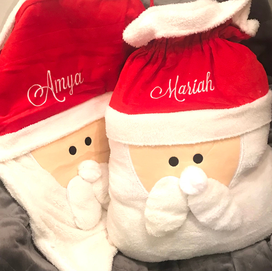 Personalized Large Reusable Santa Sacks, Embroidered Gift Bag, Customizable Christmas Sack Tote, Kids Tote Bag