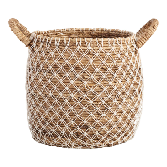 Large Macrame Seagrass Bianca Tote Basket: Natural - Natural Fiber by World Market