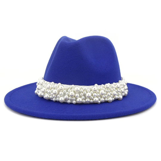 Blue Pearl Laced Fedora Hat