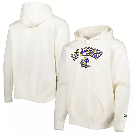 Men's New Era Cream Los Angeles Rams Sideline Chrome Pullover Hoodie, Size: 3XL, Beige Over