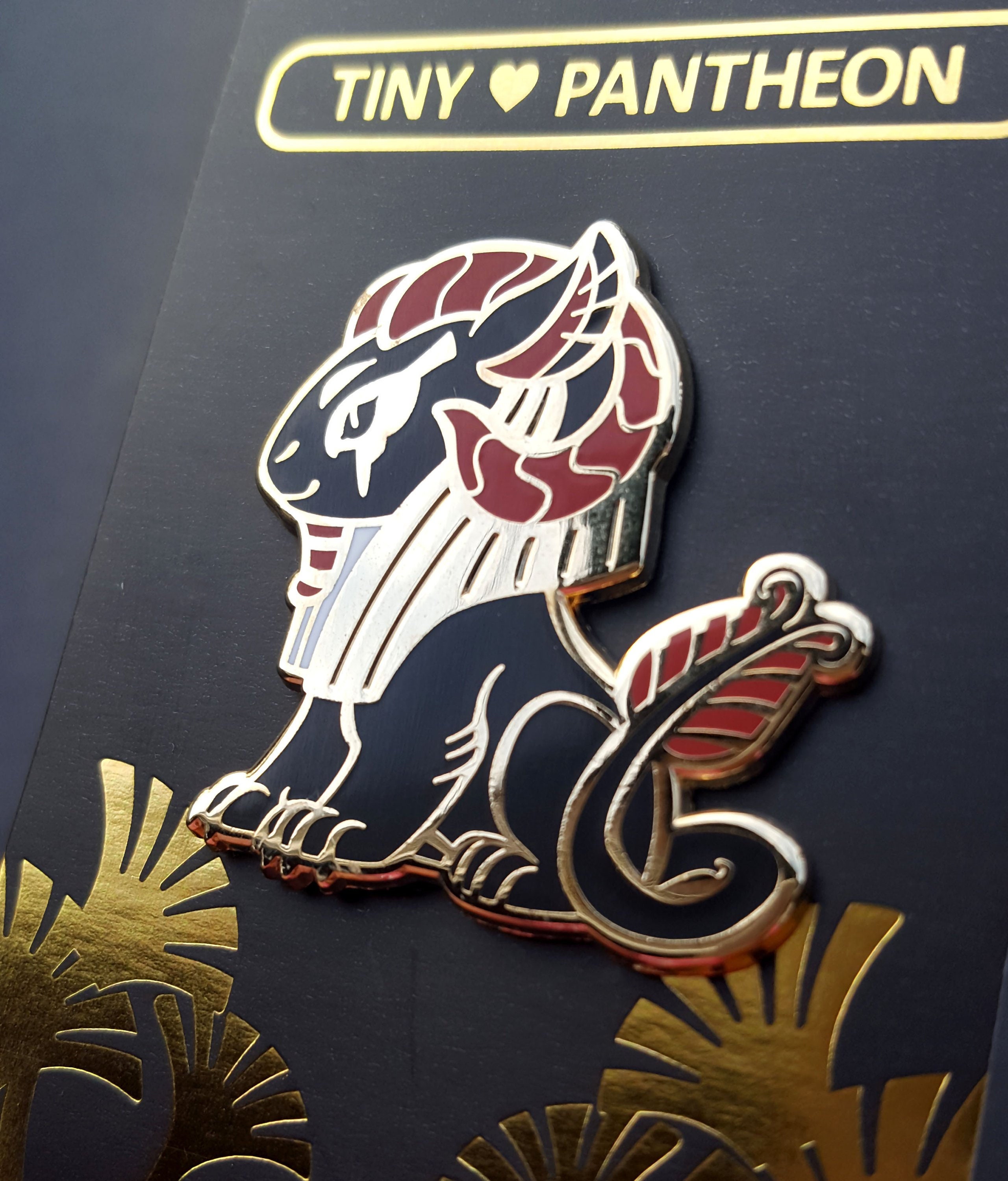 Tiny Pantheon Amun Enamel Pin. Cute Ancient Egyptian God Amon As Criosphinx Hard Enamel Pin