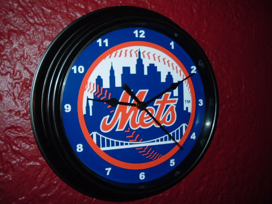 New York Mets Baseball Bar Man Cave Wall Clock Sign