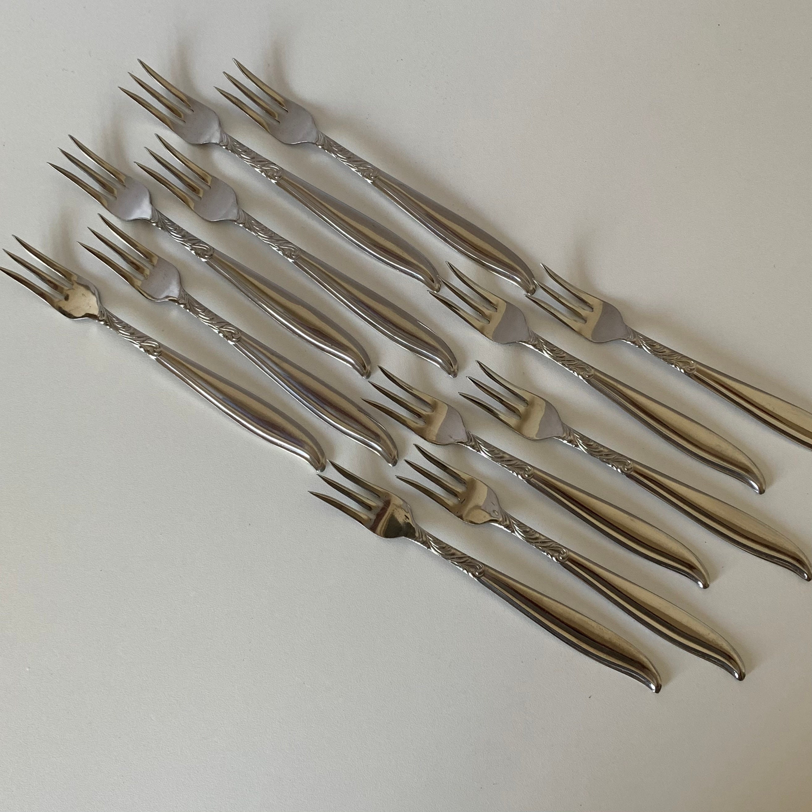 Dignity Seafood Forks, 12 Seafood Forks, Acsons Stainless Dignity Japan, Set Of Cocktail Pattern