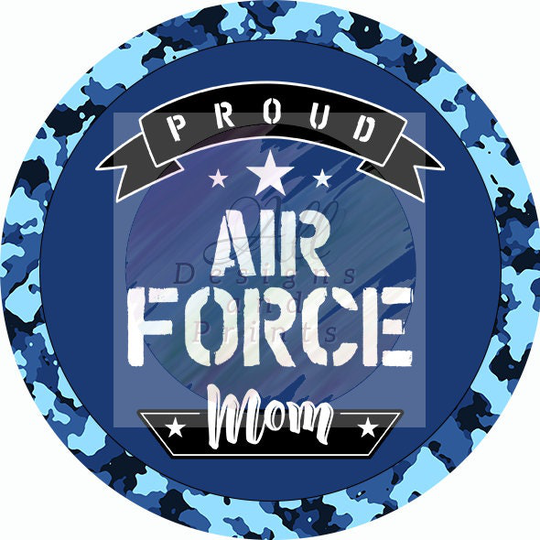 Military Wreath Sign, 8 Inch Airforce Mom Round Sign