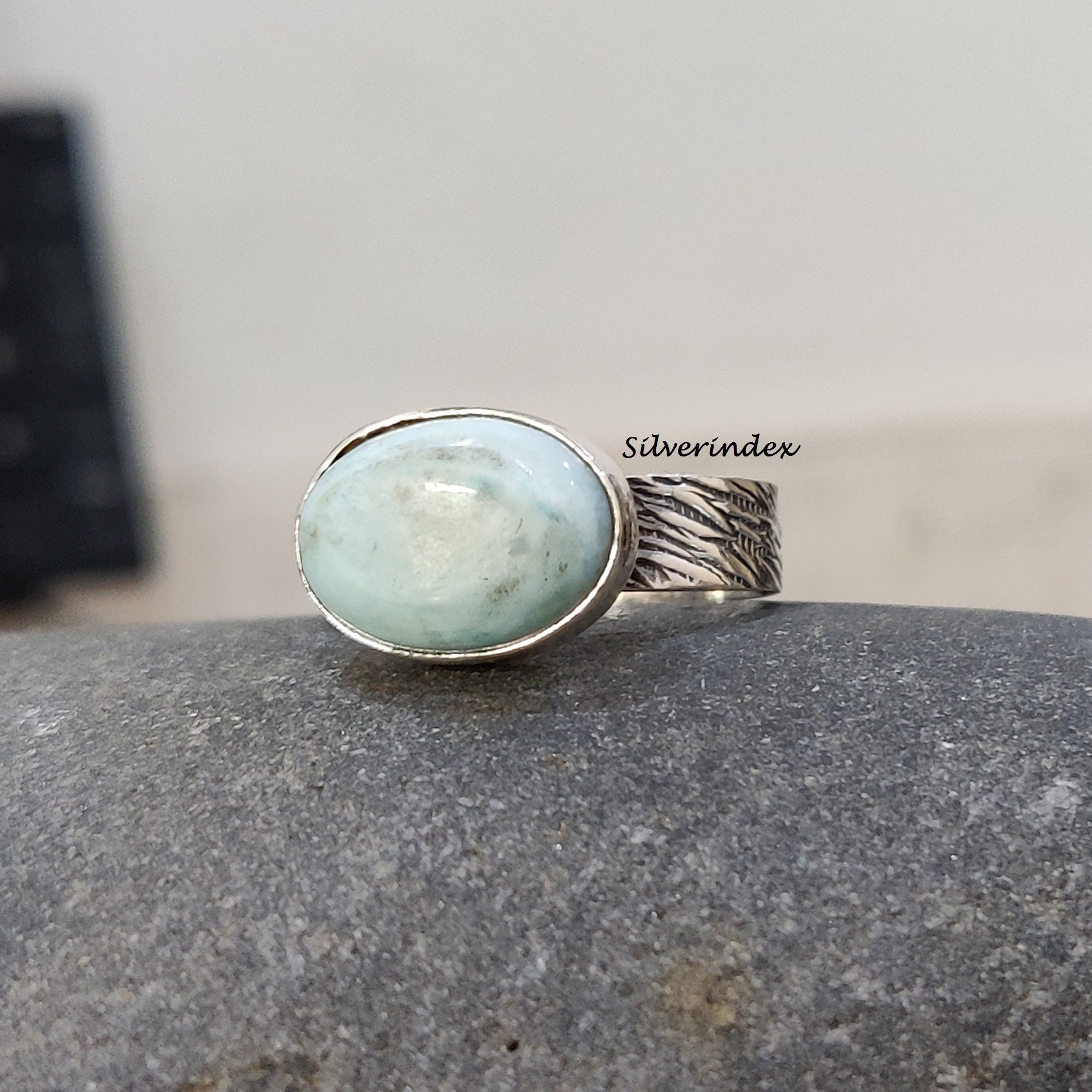 Larimar Ring, 925 Silver Sterling Beautiful Oval Stone Shape Gift Handmade Women Ring