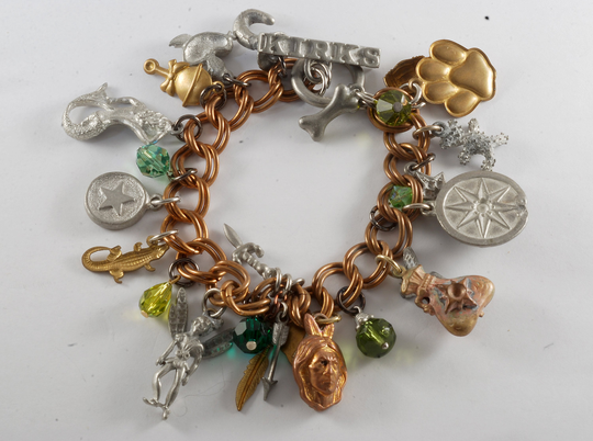 Vintage Kirks Folly Charm Bracelet Copper & Brass 1980's Made in USA Signed New Old Stock