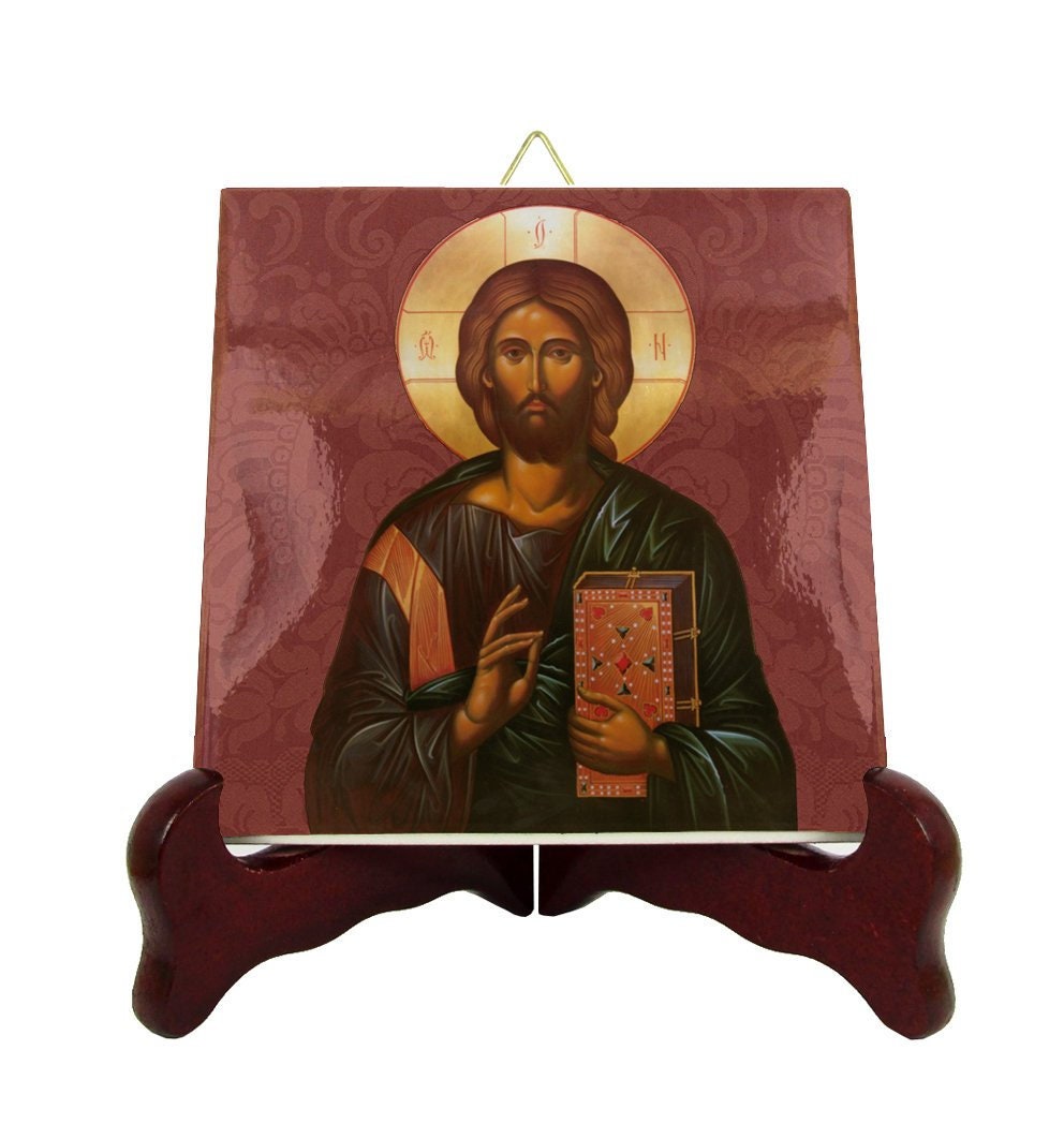 Jesus Icon - The Pantocrator Christian Gifts Religious Icons Handmade Holy Art Decorative Tiles