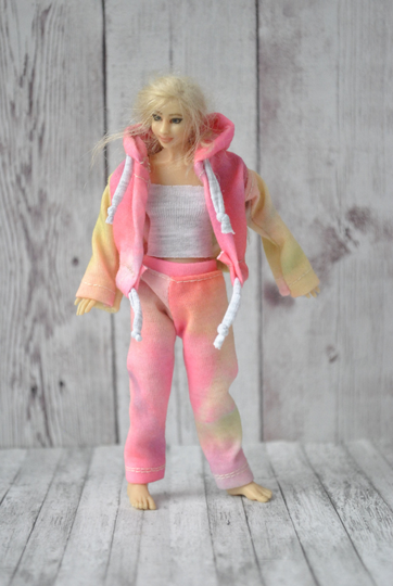 Beautiful Handmade Clothes For 1/12 Scale Female Dolls Zjakazumi, Heidi Ott, Tbleague Phicen & Similar Size Dolls-Hoodie Pants
