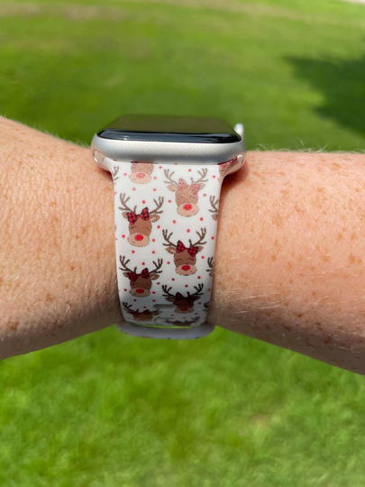 Christmas Reindeer Watch Band Compatible With Apple Samsung Garmin