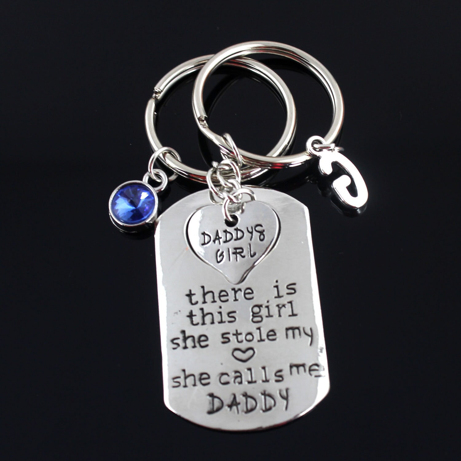 There Is This Girl She Stole My Heart. Calls Me Daddy - Dog Tag Mens Key Chain, Engraved Jewelry , Personalized Jewelry, Hand Samped Gift
