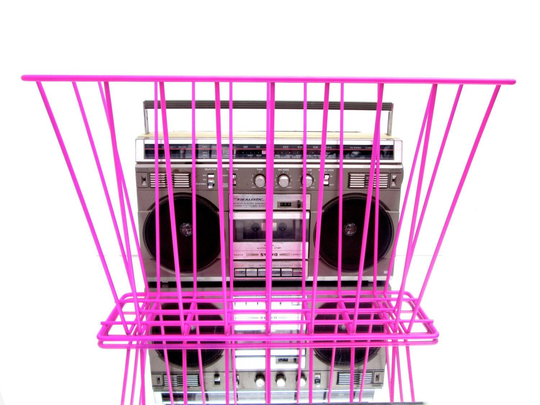 Large Mid-Century Modern Metal Record Storage/Magazine Rack || Hot Pink -Or - Custom Color Of Choice