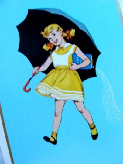 Vintage Antique Kitsch Girl With Umbrella Aqua Playing Cards