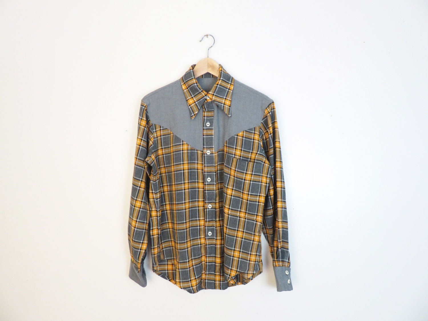 Vintage Plaid Wool Blend Western Shirt Size S