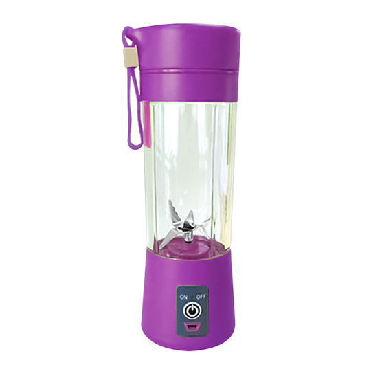 400ml Portable 6 Blades Blender USB Rechargeable Fruit Juice Cup Bottle Mixer - purple
