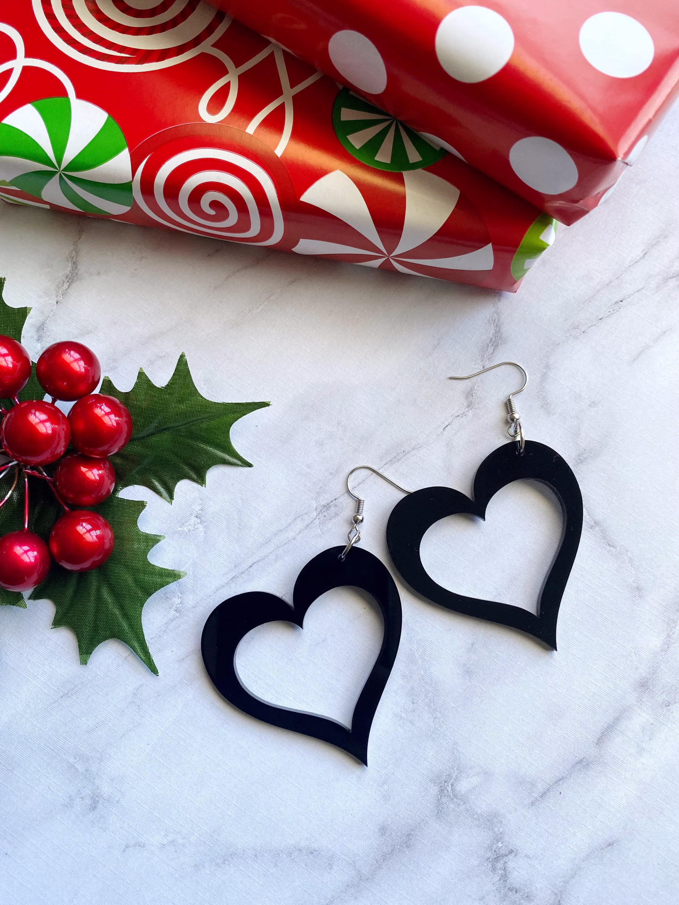 Geometric Posts | Black Acrylic Jewelry Dangle & Drop Earrings Mbtlr #312 Love X