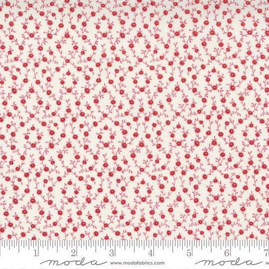 Belle Isle Fabric Yardage | Red & Cream Calico Blender Floral Americana/Patriotic Minick Simpson Item #14926 11