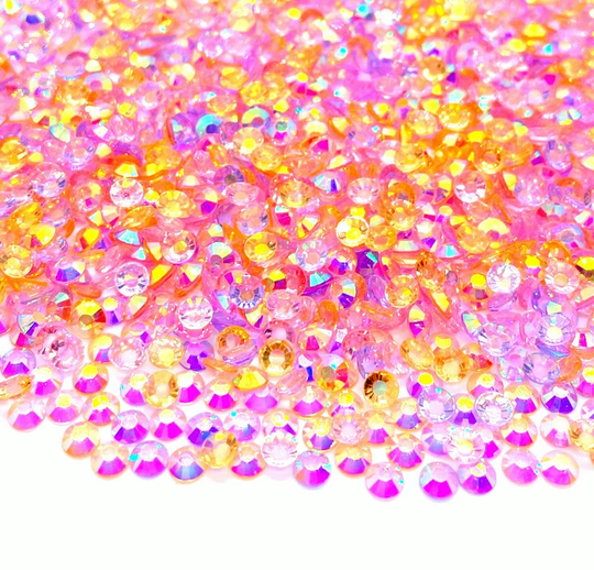 Pastel Bloom Blend Rhinestone Mix 3/4/5/6mm Flatback Transparent Resin Rhinestones Mixed Size, Pink | Yellow Purple