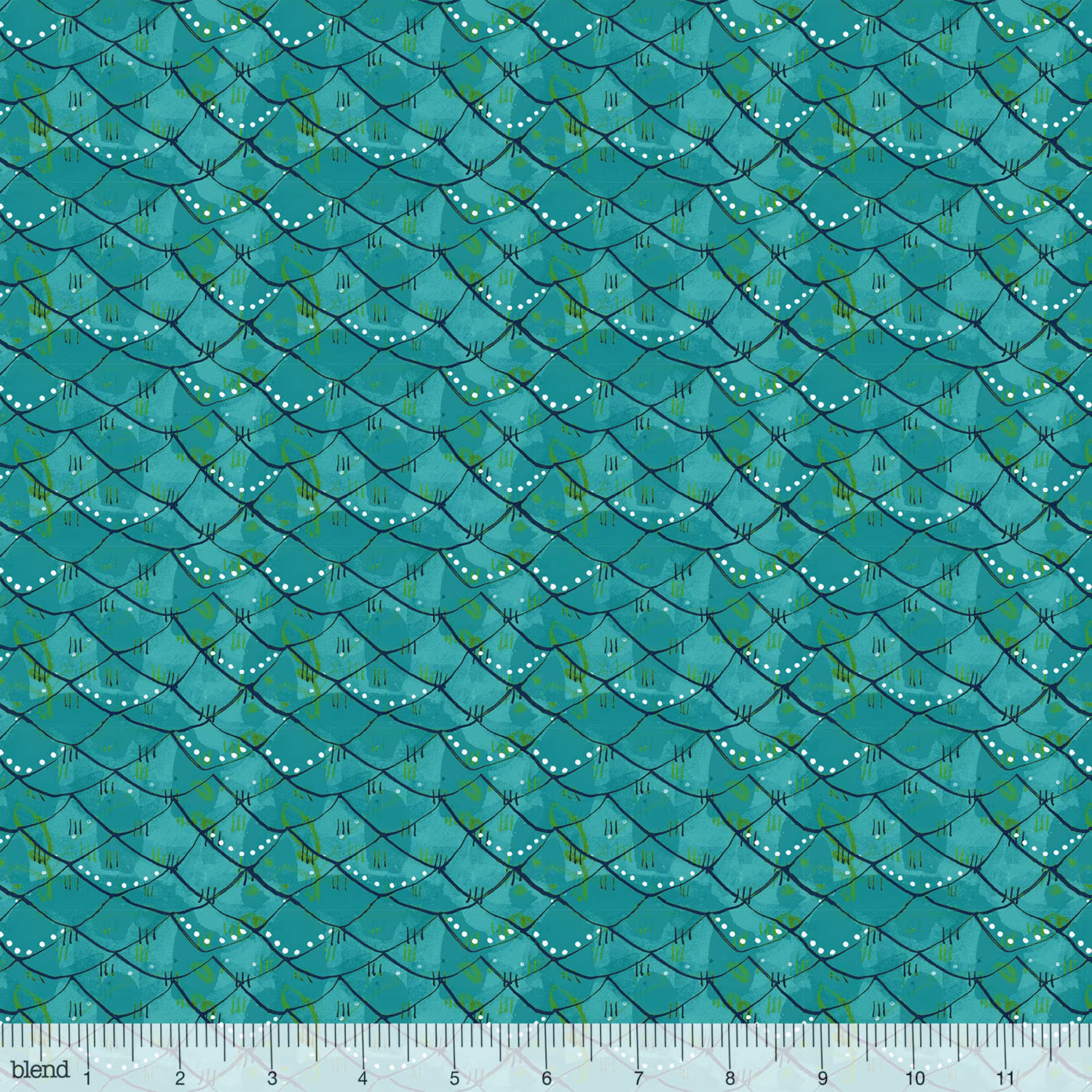 Scalloped Turquoise From Mermaid Days Fabric Collection By Blend Fabrics, Scales Fabric, Teal Mermaid Fish Scale