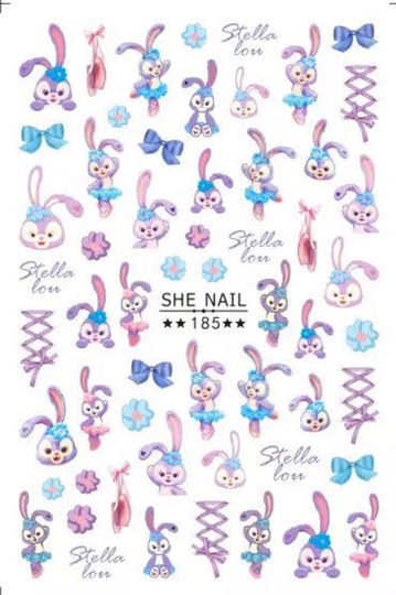 Stella Bunny Nail Decals Self Adhesive Stickers Art Supplies