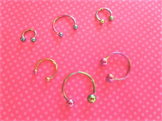 Rainbow Metal Ball Eyebrow Cartilage Ring Set Of 6