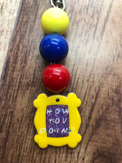 Clearance Friends Frame Beaded Keychain How You Doin Monica's Door Purple Yellow Theme Ready To Ship